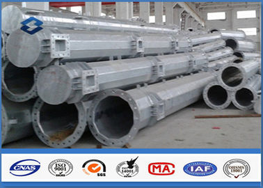 Q345 steel utility poles 50 years Life Time , steel light pole with Base Plate/ Anchor Bolts / Climbing Rungs